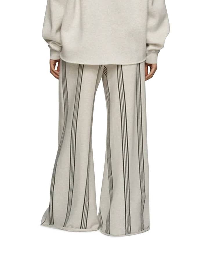 wide leg jogger stripes dames broek ecru