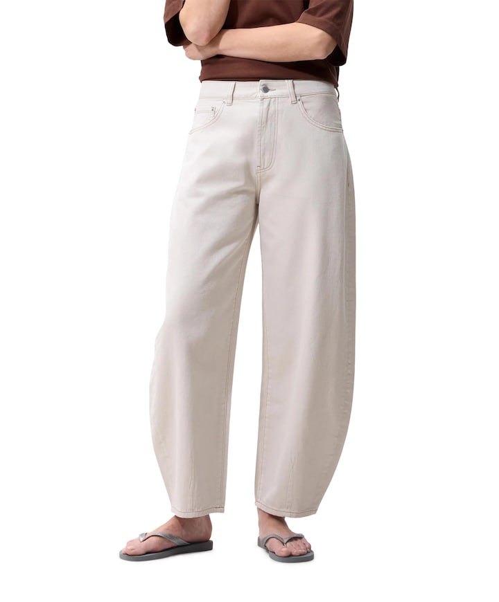 Cropped barrel fit dames jeans ecru