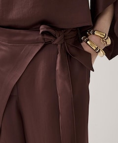 Heavy silky touch dames broek bruin