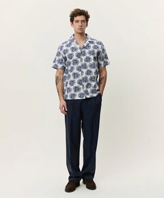 Heren overhemd korte mouw blauw