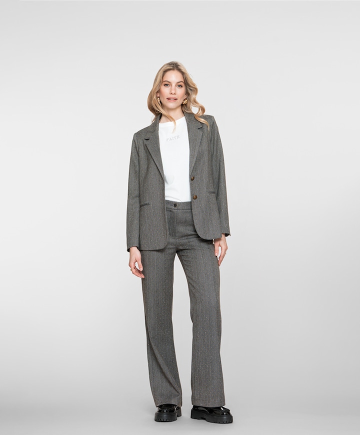 Herringbone + stones broek grijs