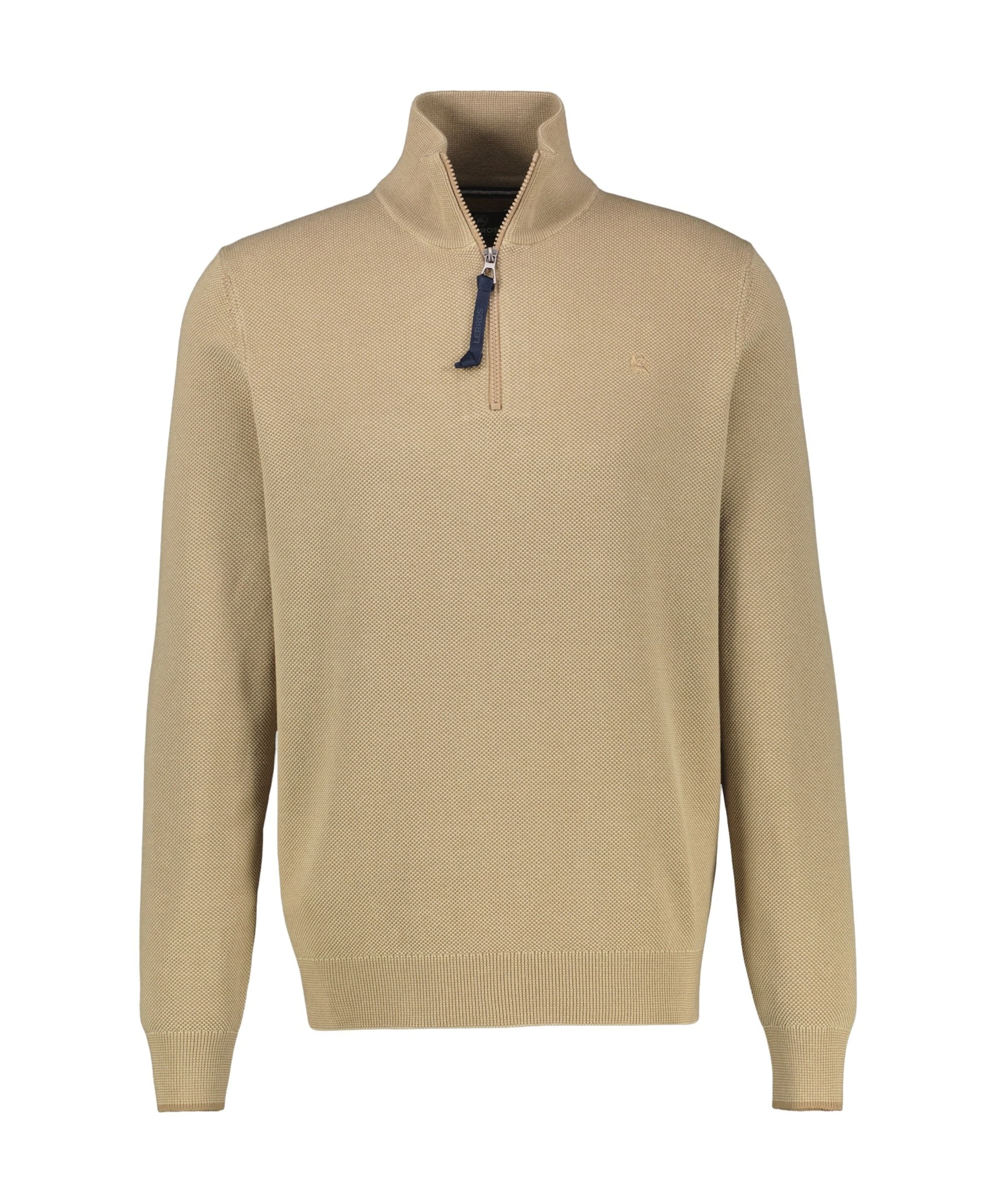 Heren trui met rits beige