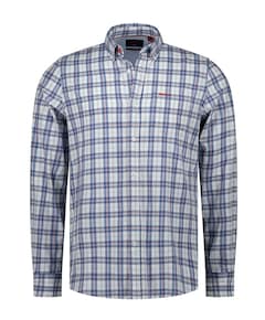 Heren overhemd lange mouw blauw