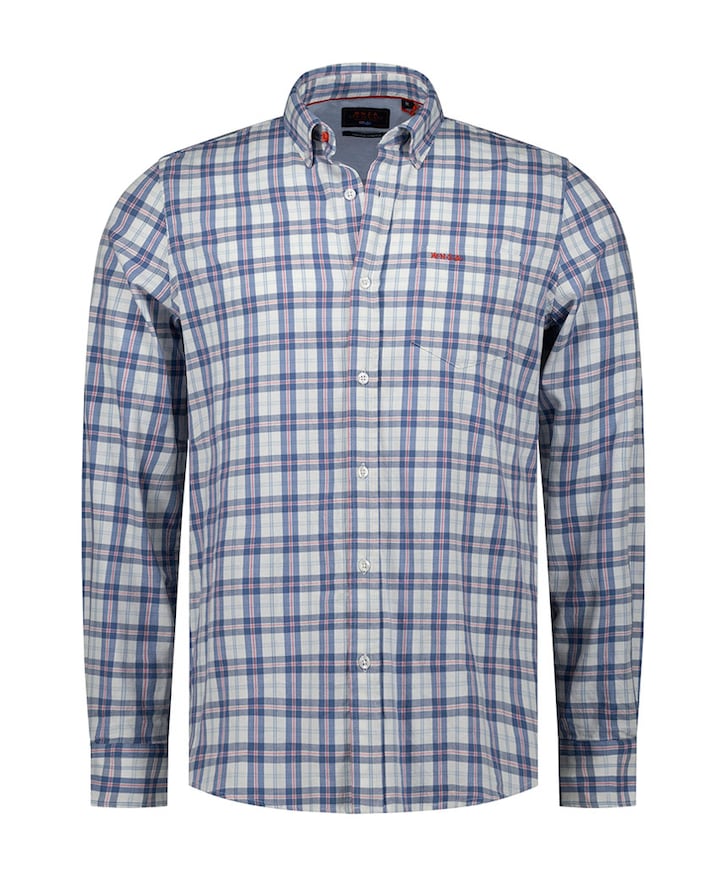 Heren overhemd lange mouw blauw