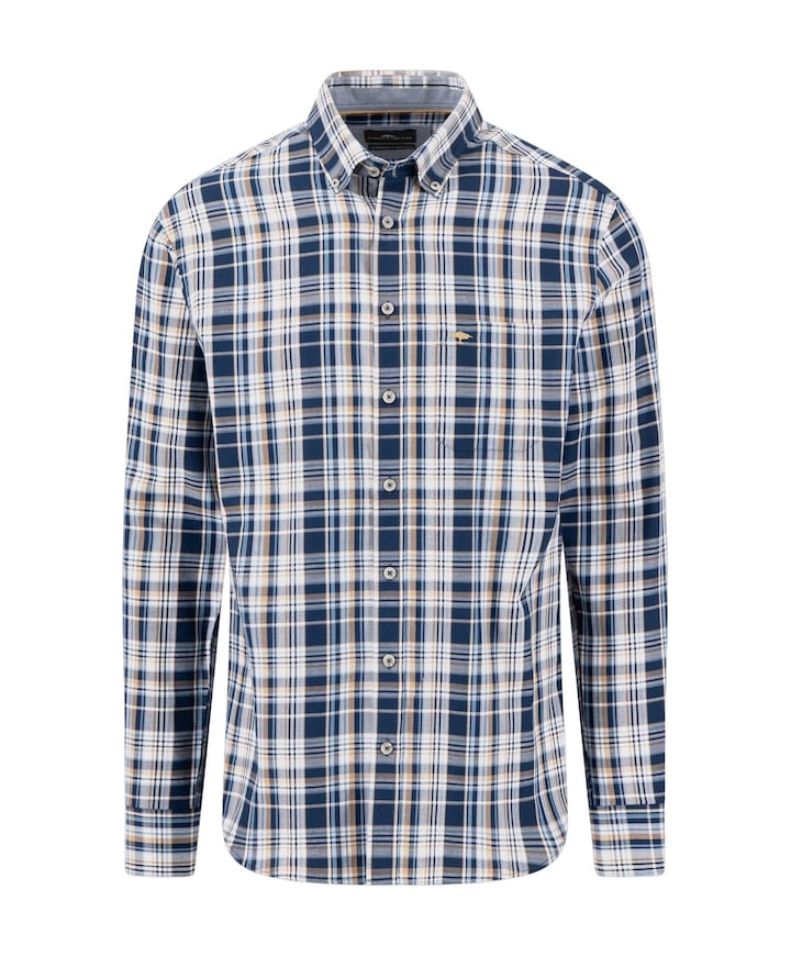 Heren overhemd lange mouw blauw