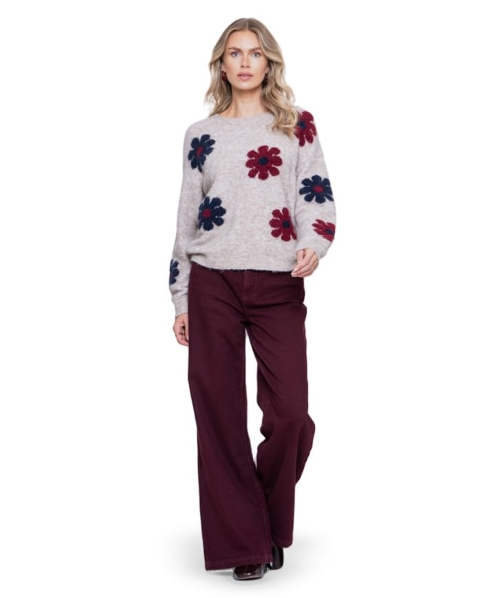 Wide dames jeans bordeaux