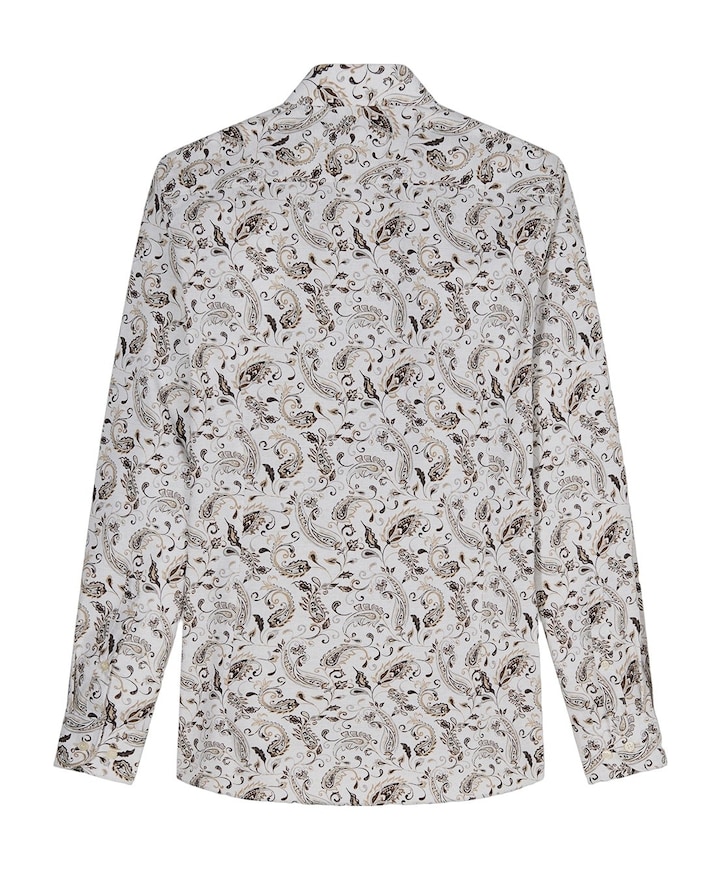 Heren overhemd lange mouw beige