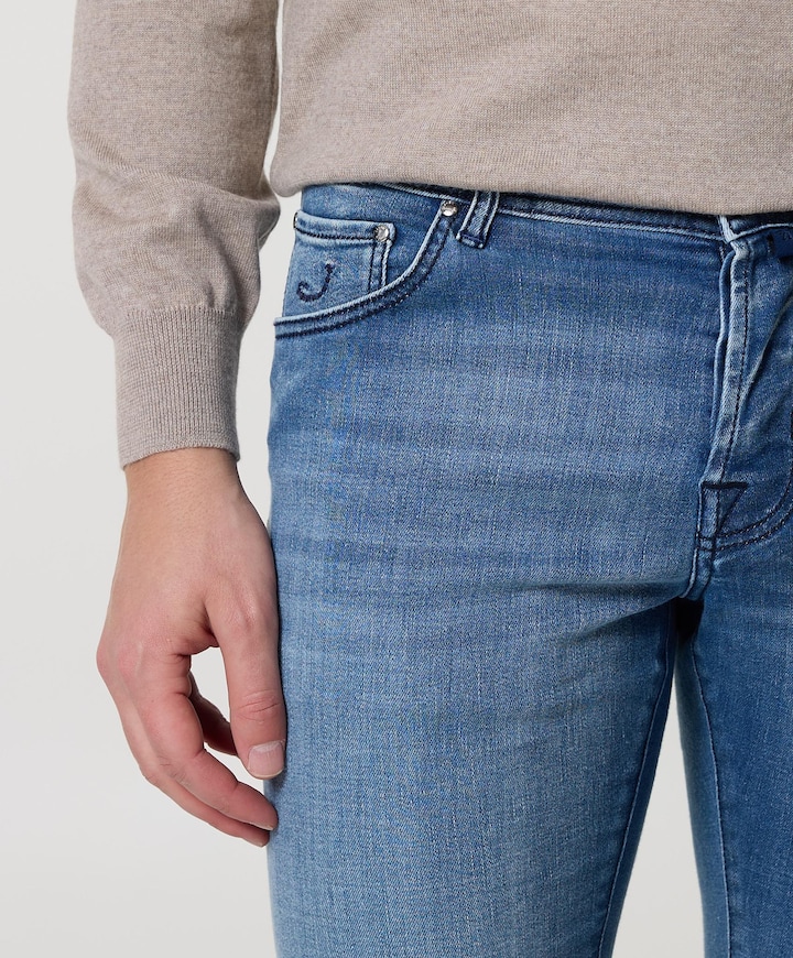 Nick Slim 5 Pocket heren jeans blauw