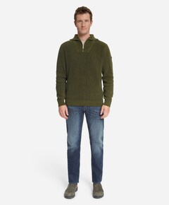 Heren trui met rits groen