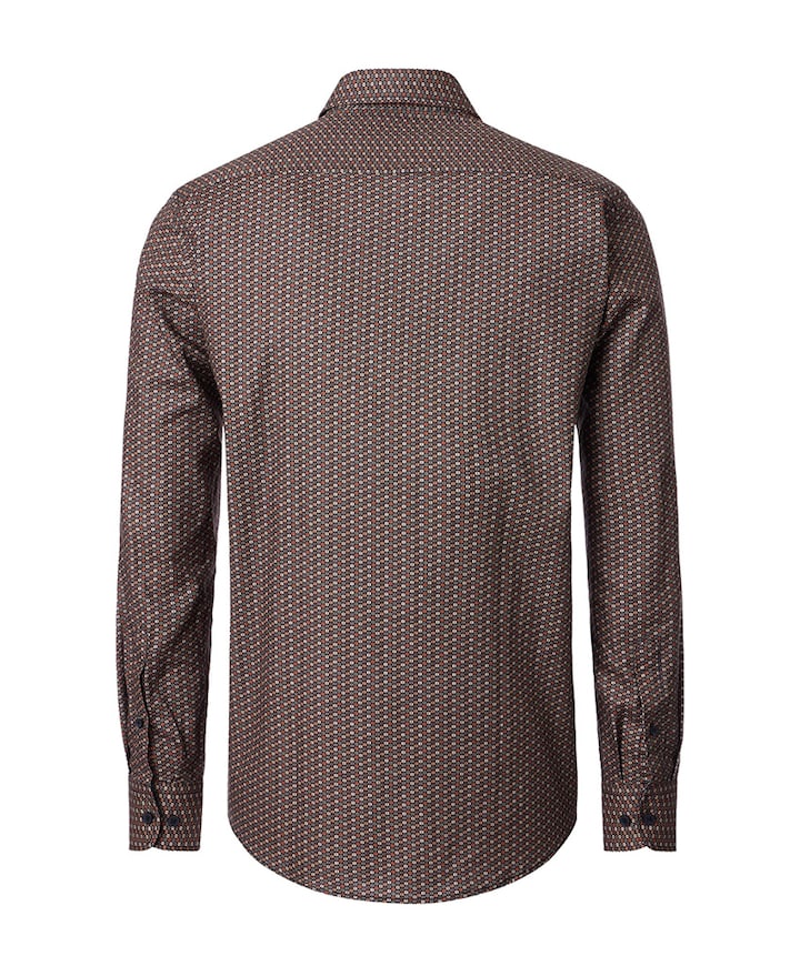 Heren overhemd lange mouw bruin