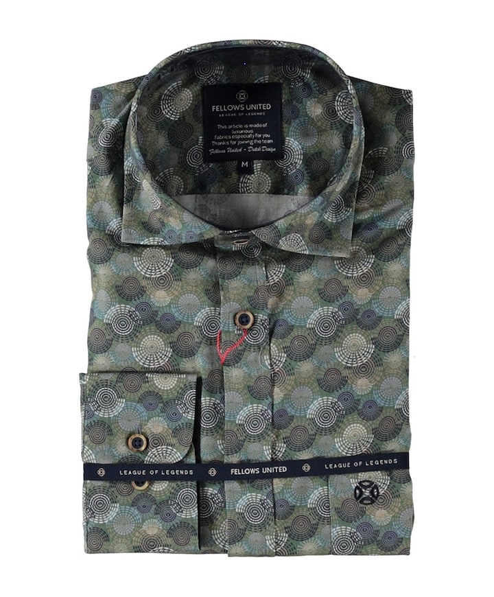 Heren overhemd lange mouw groen