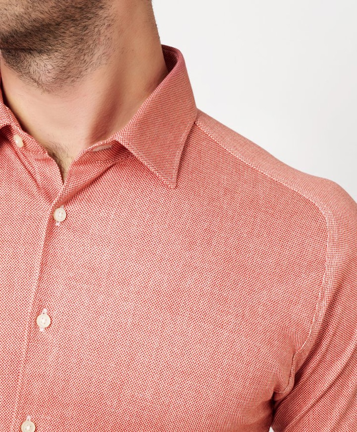 Heren overhemd korte mouw rood