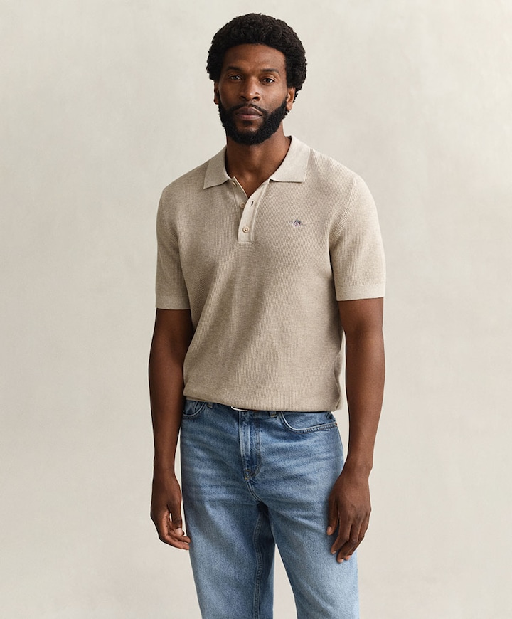 Heren polo beige