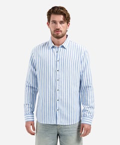 Heren overhemd lange mouw blauw