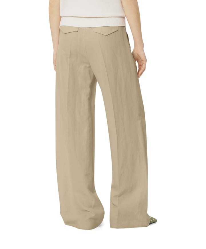 Wideleg-Pants aus Leinen-Mix dames pantalon beige