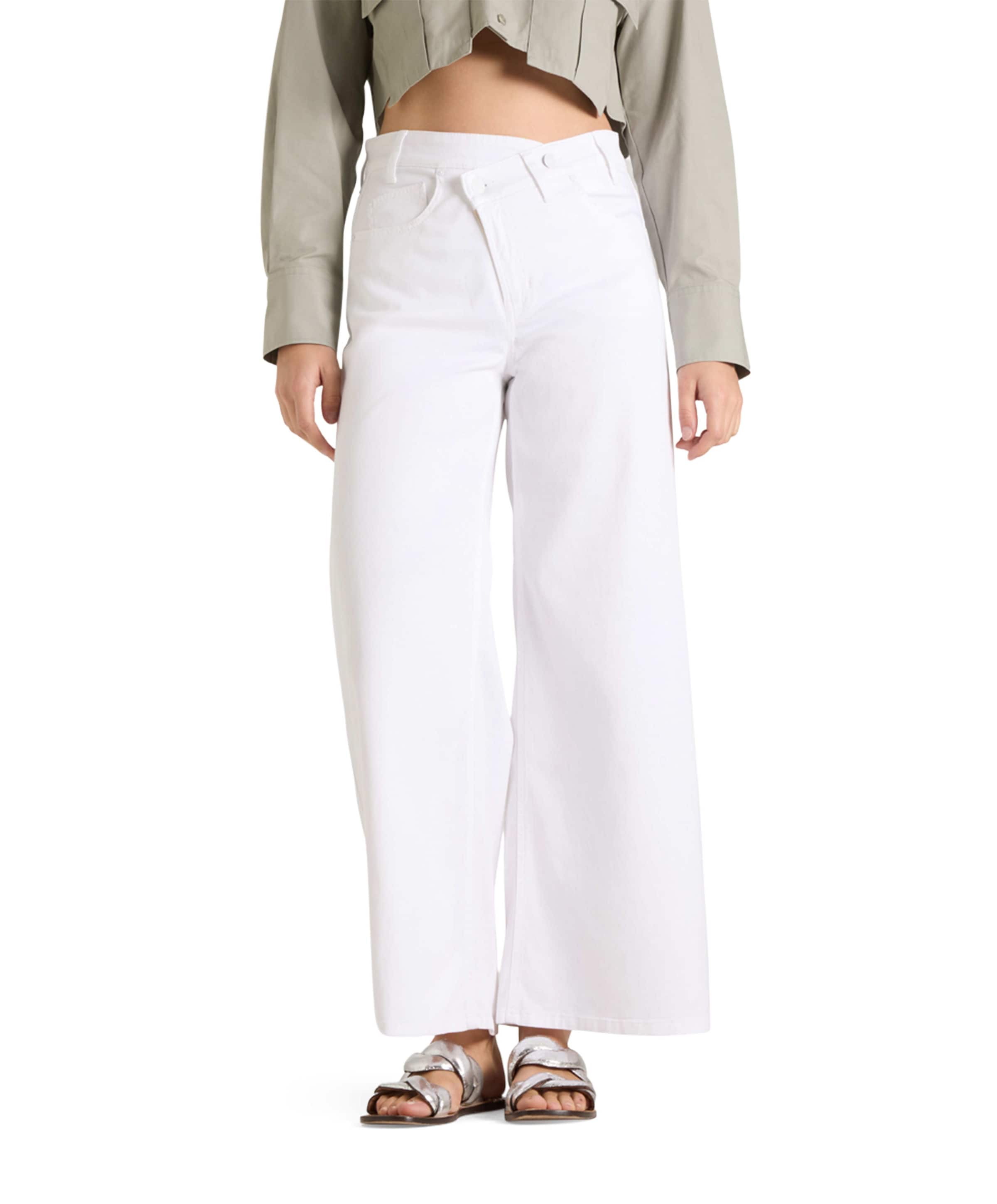 Baggy asymmetrical dames jeans wit