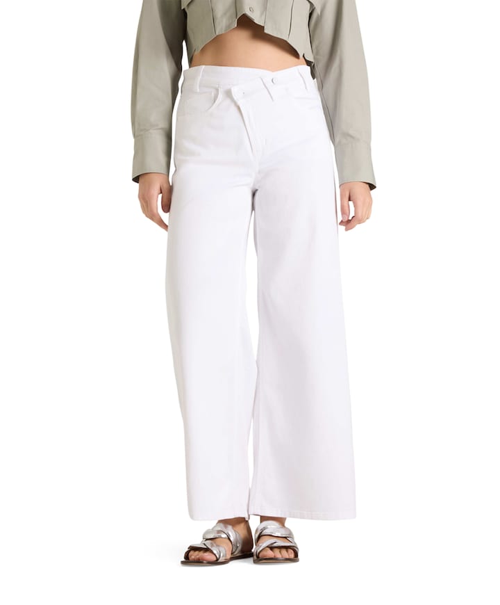 Baggy asymmetrical dames jeans wit