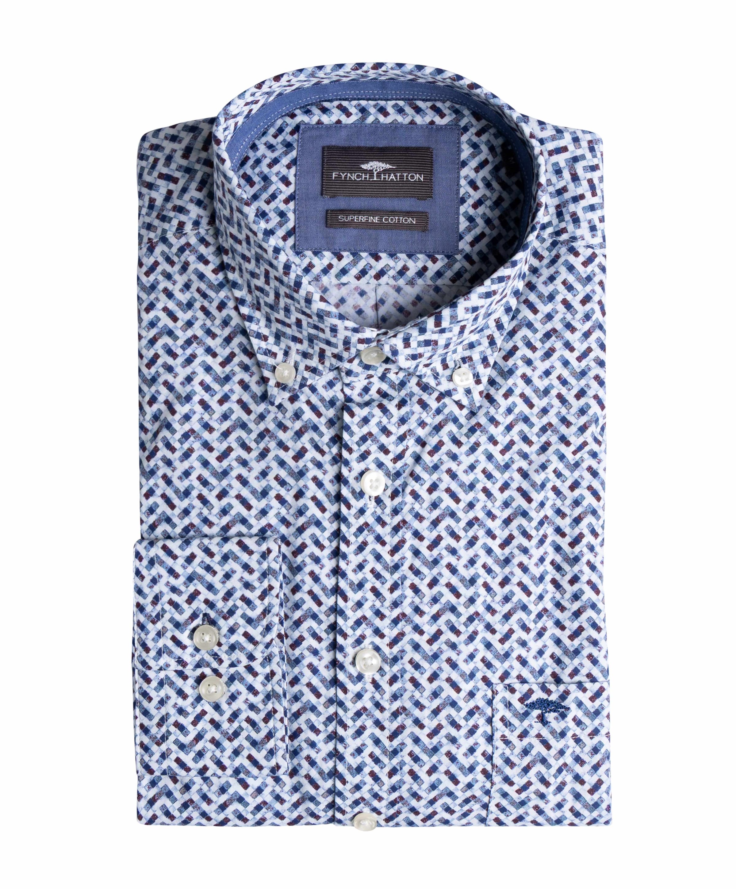 Heren overhemd lange mouw blauw