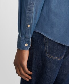 Heren overhemd lange mouw blauw