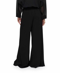 wide leg crepe broek zwart