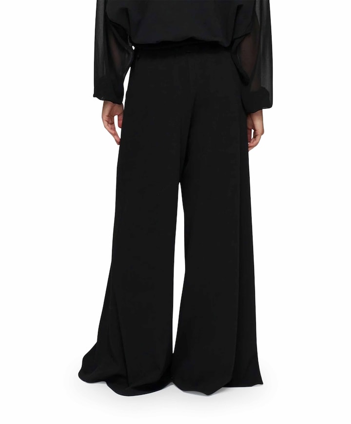 wide leg crepe broek zwart