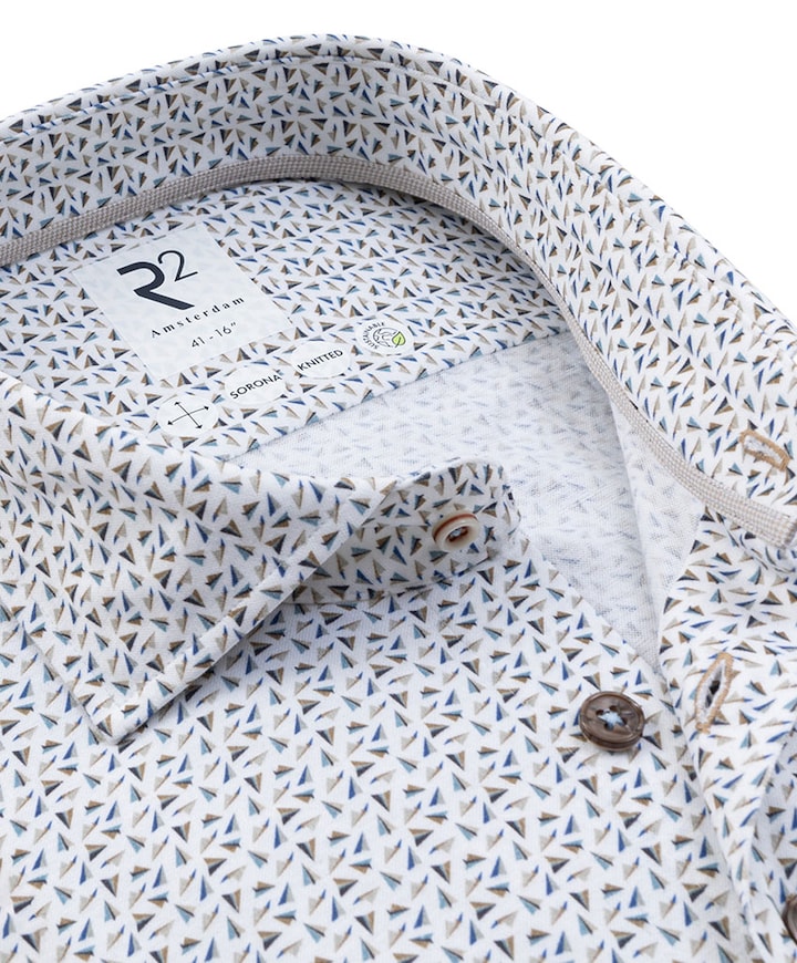 Heren overhemd lange mouw beige