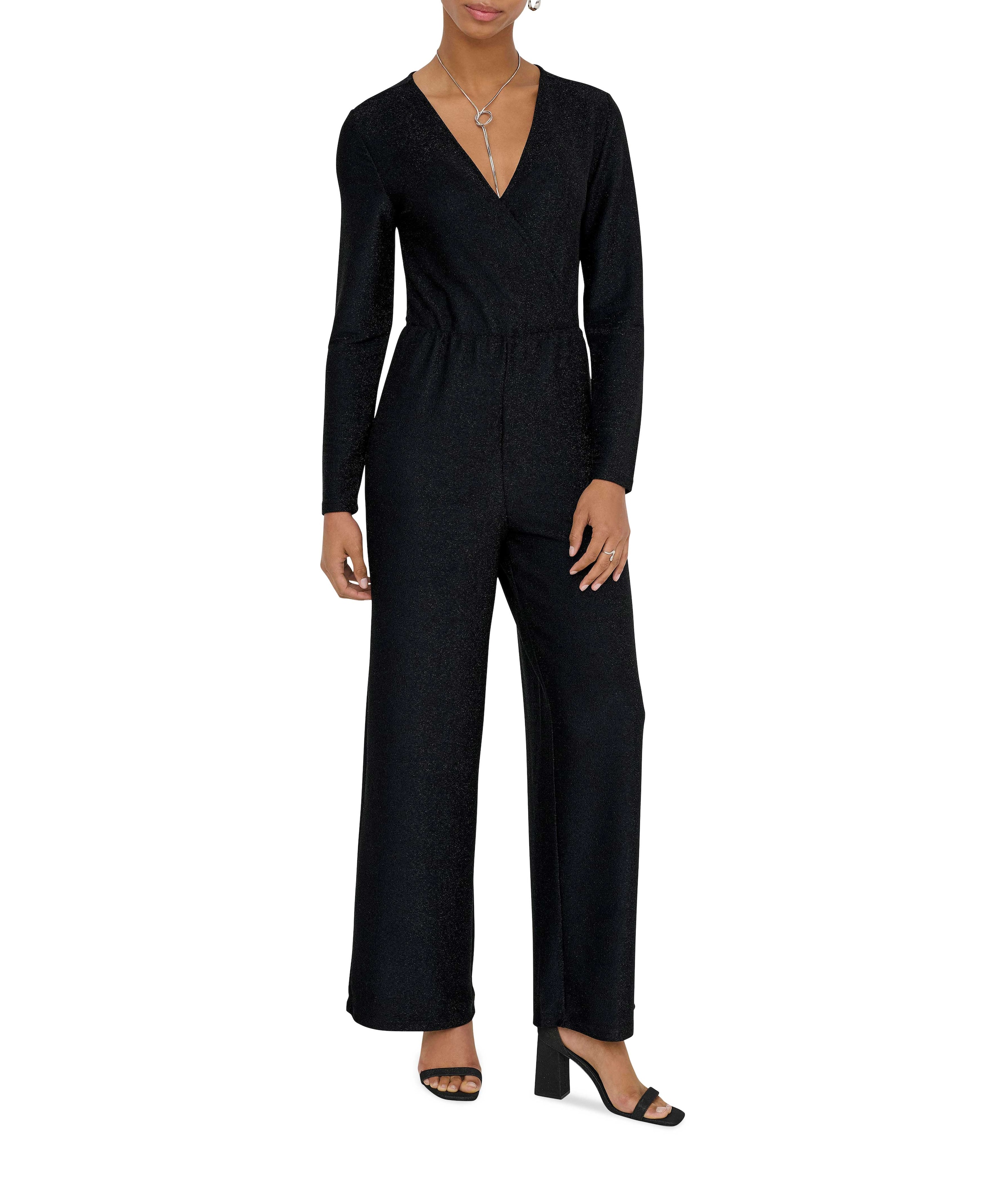 ONLRICH L/S GLITTER jumpsuit zwart