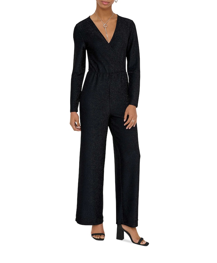 ONLRICH L/S GLITTER jumpsuit zwart
