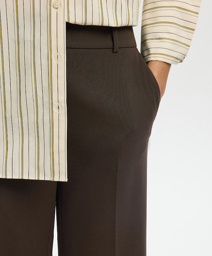SLFRITA MW WIDE PANT MEL NOOS dames broek bruin