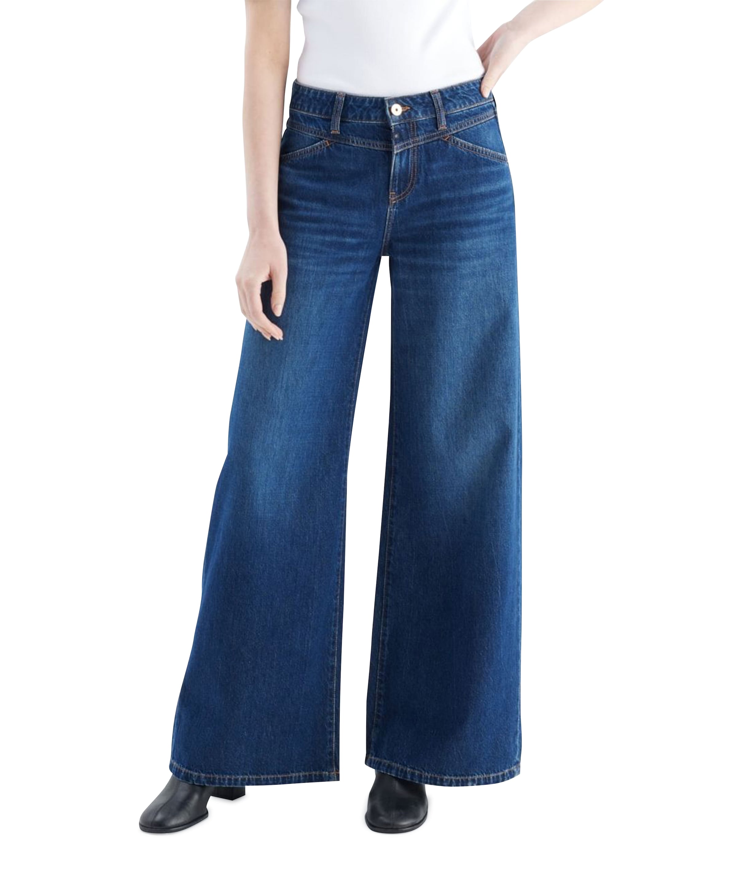 wide leg dames jeans blauw
