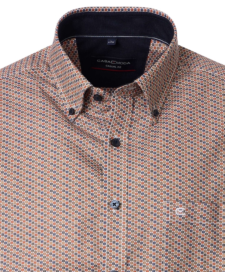 Heren overhemd lange mouw oranje