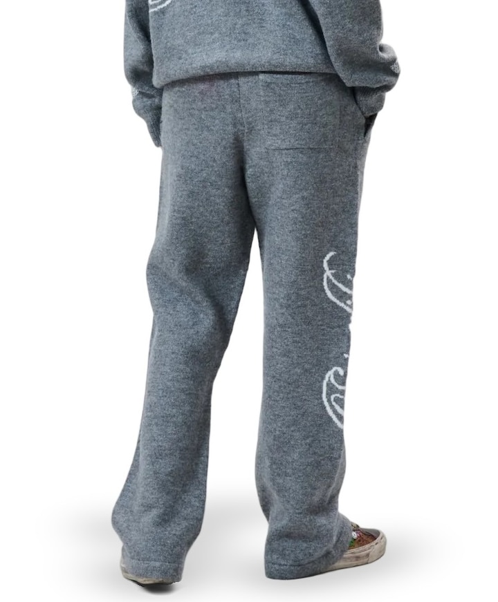 Fluffy knit pants uniseks broek grijs