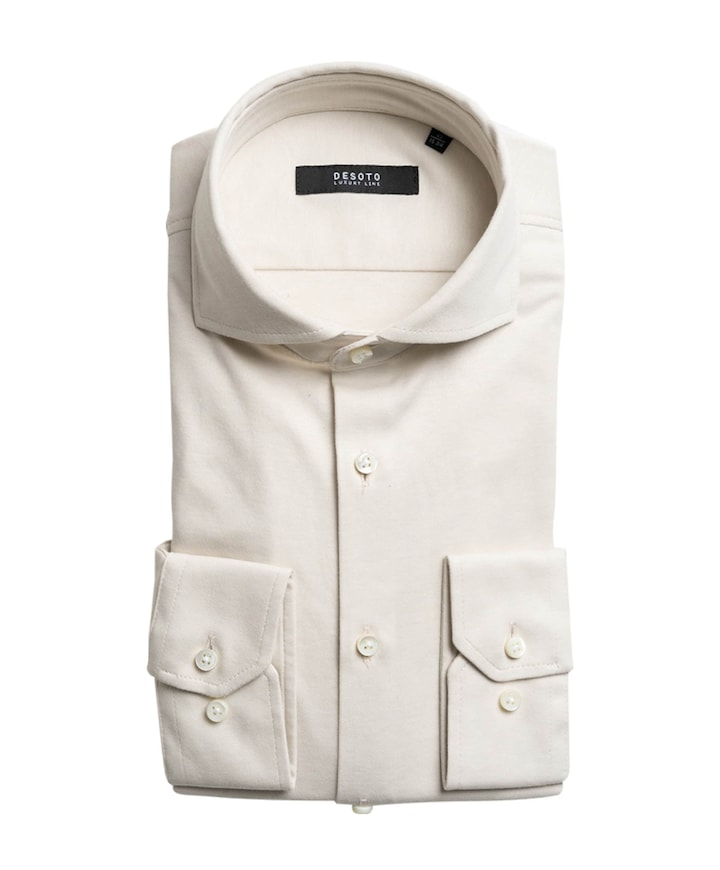 Heren overhemd lange mouw beige