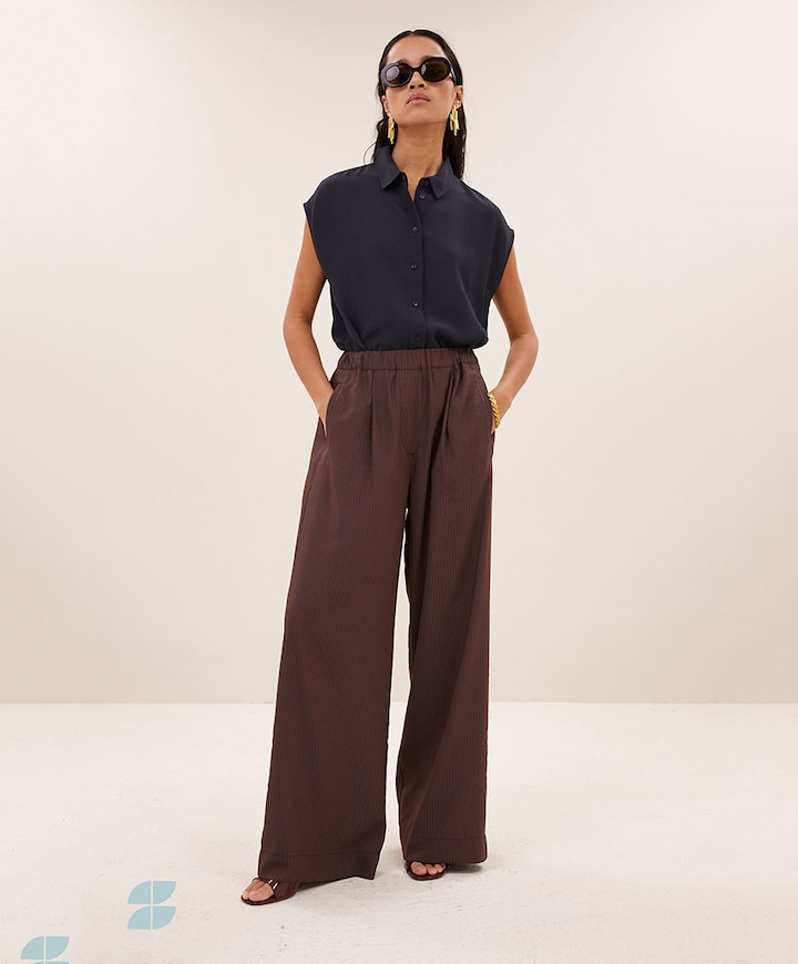 celin tan stripe dames broek bruin