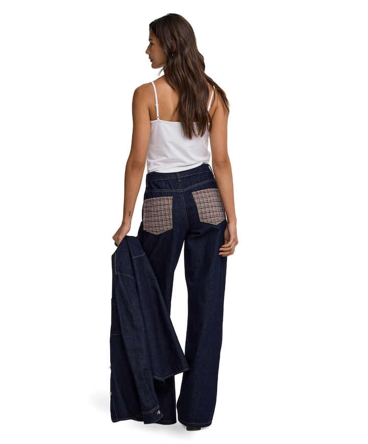 ONLHOPE HW WIDE CHECK DNM SIJI dames jeans blauw