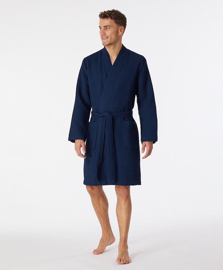 Heren ochtendjas blauw