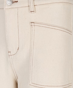 Trousers wide twill dames broek beige
