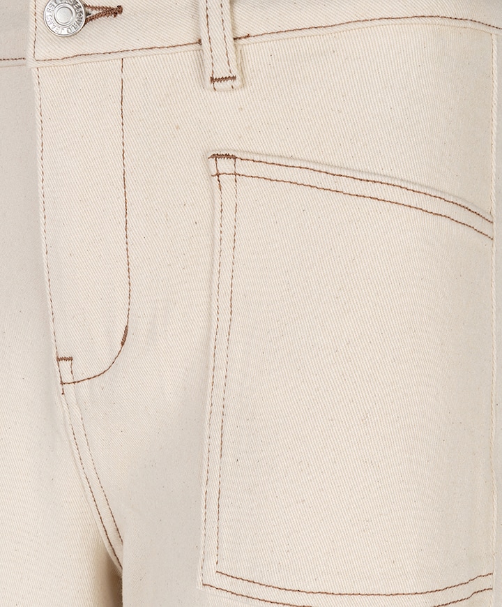 Trousers wide twill dames broek beige
