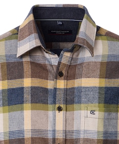 Heren overhemd lange mouw bruin