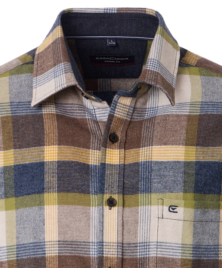 Heren overhemd lange mouw bruin