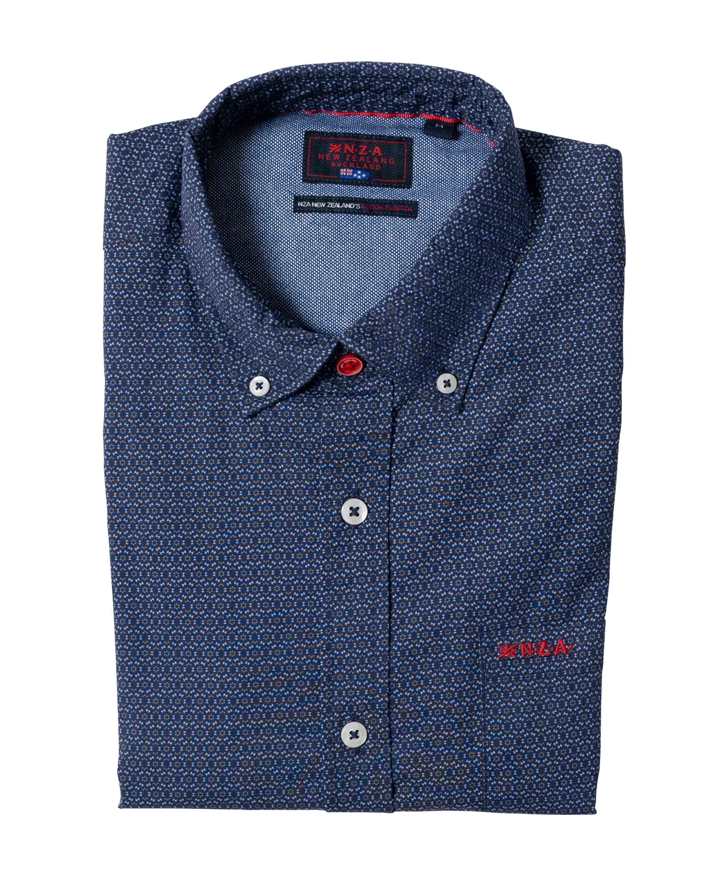 Heren overhemd lange mouw blauw