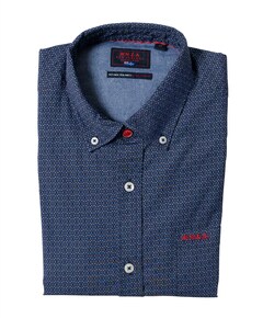 Heren overhemd lange mouw blauw