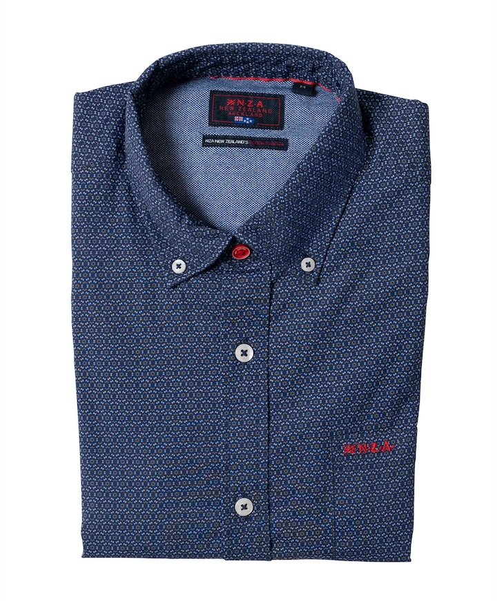 Heren overhemd lange mouw blauw