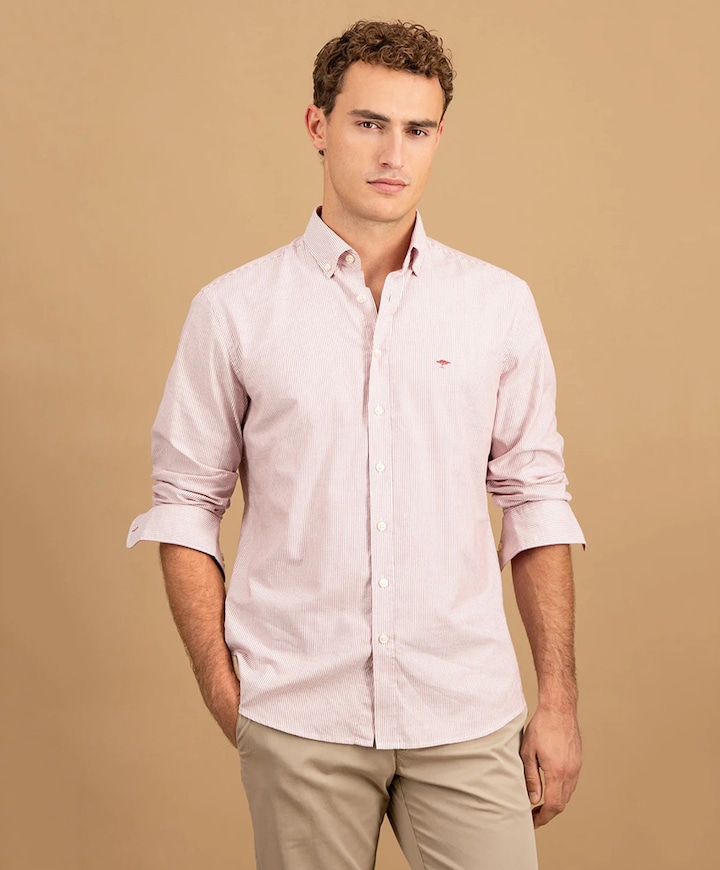 Heren overhemd lange mouw roze