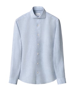 Heren overhemd lange mouw blauw