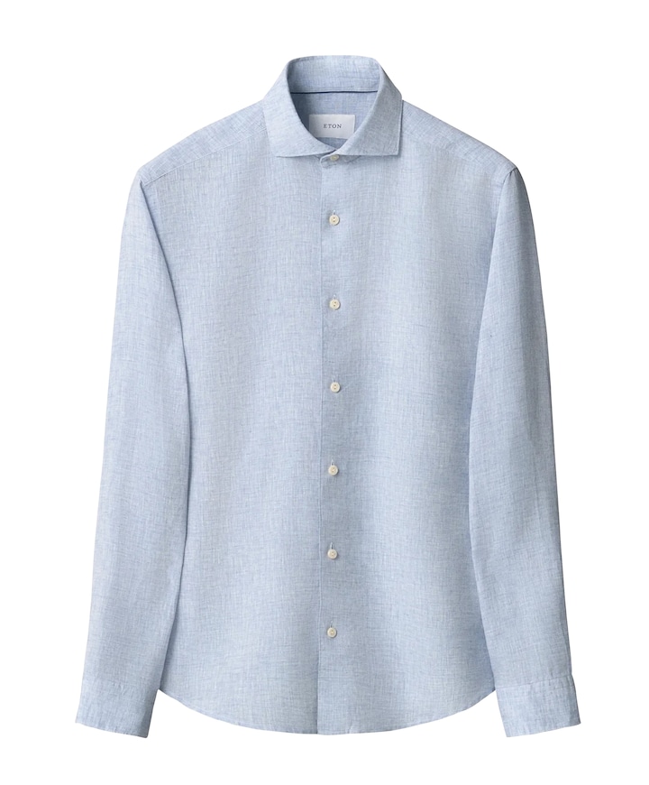 Heren overhemd lange mouw blauw