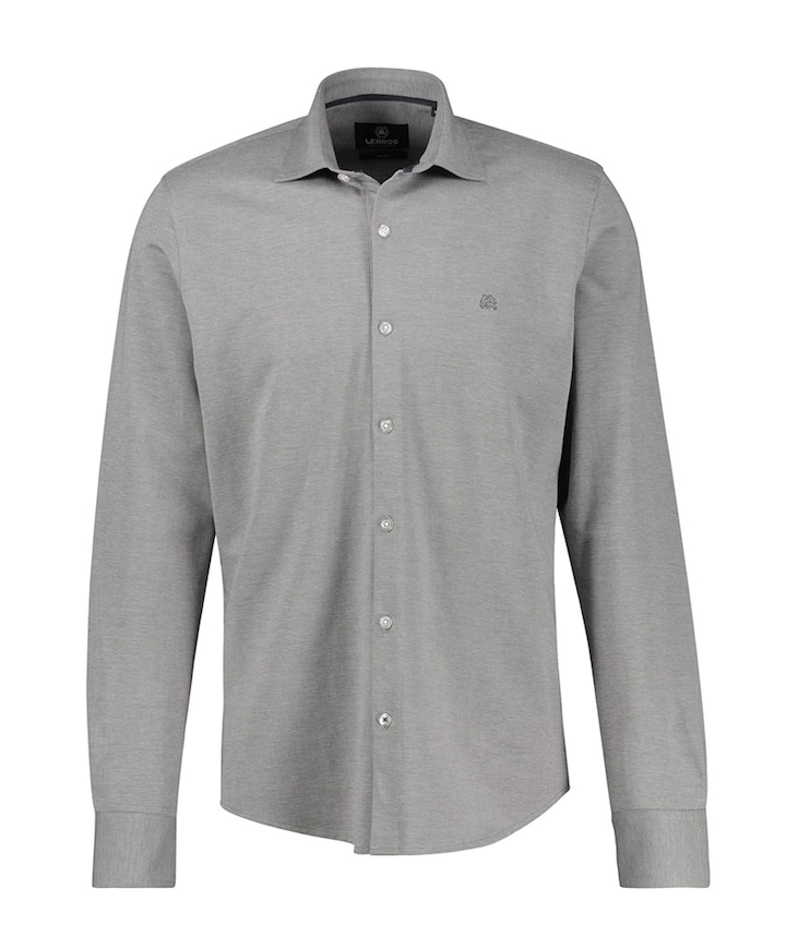 Heren overhemd lange mouw grijs