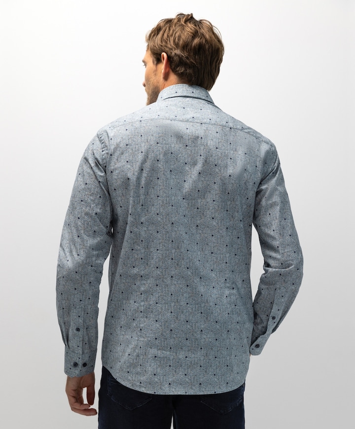 Heren overhemd lange mouw blauw