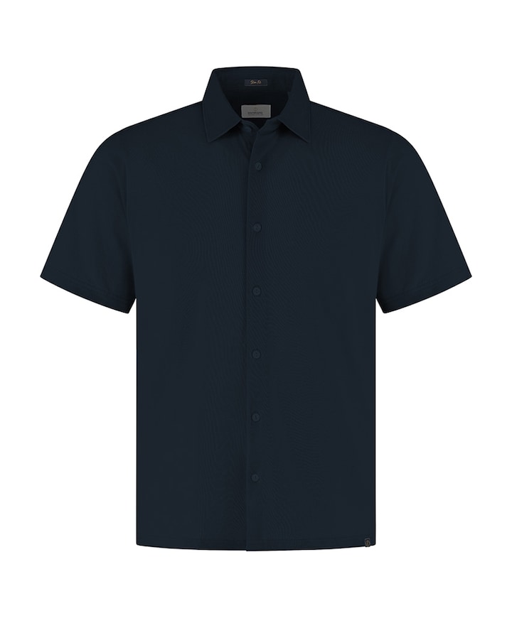 Heren overhemd korte mouw blauw