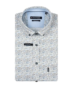 Heren overhemd korte mouw blauw